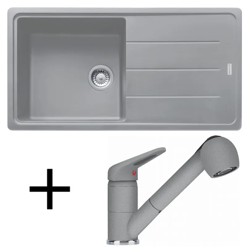 Set G138 Kameninový sudoper Franke BFG 611+ Slavina FC 9547/ Tuš / Sivi kamen