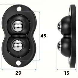 Set od 4 samoljepljiva klizna ležaja za namještaj ROLLER DUO / Crna
