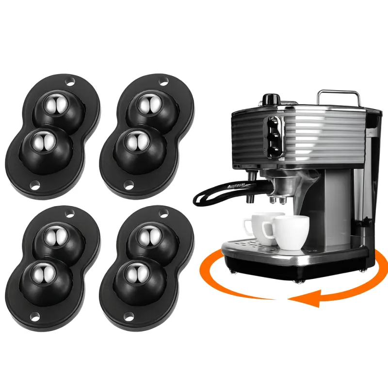 Set od 4 samoljepljiva klizna ležaja za namještaj ROLLER DUO / Crna