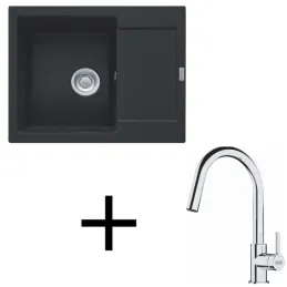 Set G256 Kameninski sudoper Franke MRG 611-62 + Slavina FS 3229 / Crna mat