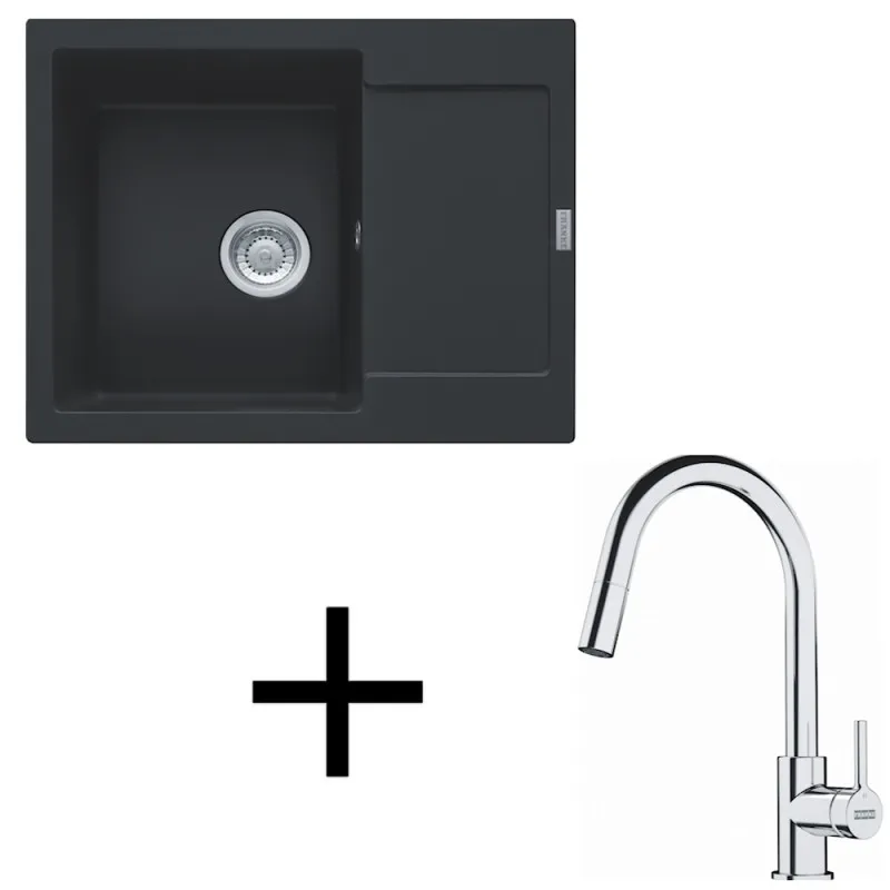 Set G256 Kameninski sudoper Franke MRG 611-62 + Slavina FS 3229 / Crna mat