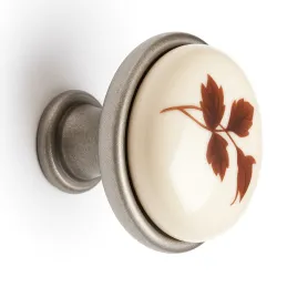 Gumb od porculana TOSCANA / Nikel patina sa motivom