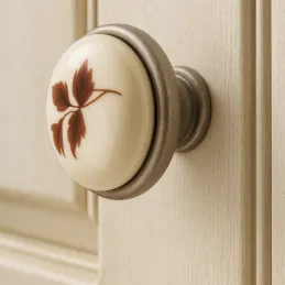 Gumb od porculana TOSCANA / Nikel patina sa motivom
