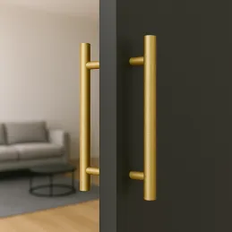 Obostrana ručka za vrata HOME / Zlatna strukturirana