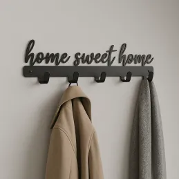 Vješalica za zid SWEET HOME / Crna mat