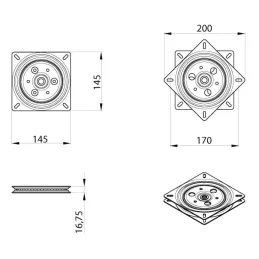 Rotacijski sustav za stolac ili TV 150 x 150 mm / Crni