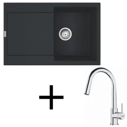 Set G258 Kameninški sudoper Franke MRG 611+ Miješalica FS 3229 / Crna mat