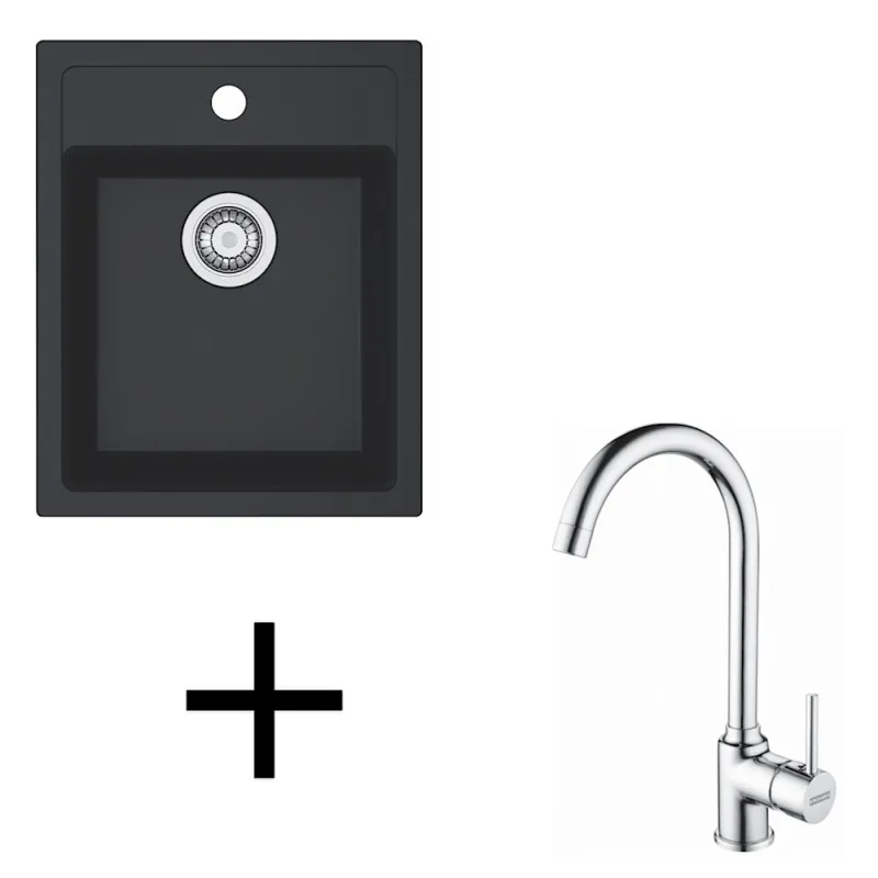 Set T100 Tectonit sudoper Franke SID 610-40 + Slavina FP 9000 / Crna