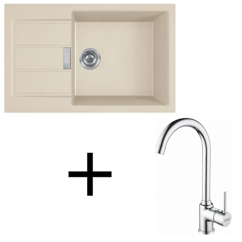 Set T106 Tectonit sudoper Franke S2D 611-78 XL + Slavina FP 9000 / Bež