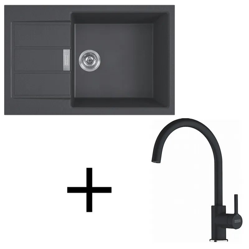 Set T124 Tectonit sudoper Franke S2D 611-78 XL + Slavina FC 6018 / Crna