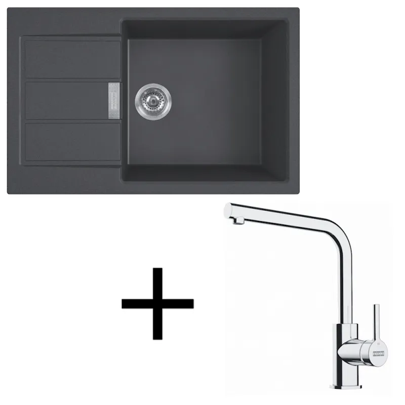 Set T116 Tectonitni sudoper Franke S2D 611-78 XL + Slavina FS 3230 / Crna