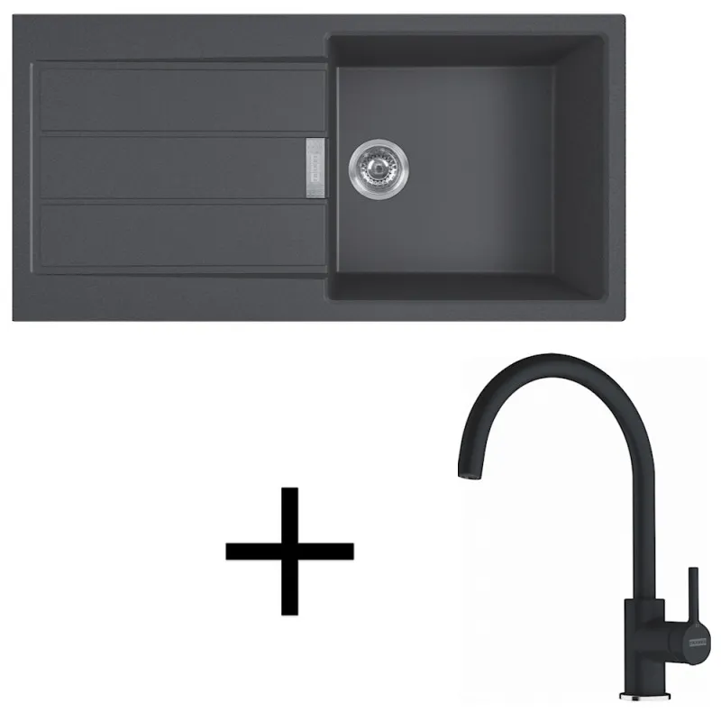 Set T125 Tectonit sudoper Franke S2D 611-100 + Slavina FC 6018 / Crna