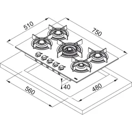 Plinska ploča za kuhanje FHCR 755 4G TC HE BK C