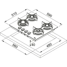 Plinska ploča za kuhanje FHCR 604 4G HE BK C