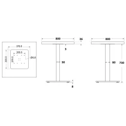 Stolni podnožje PLEX / Bijela mat