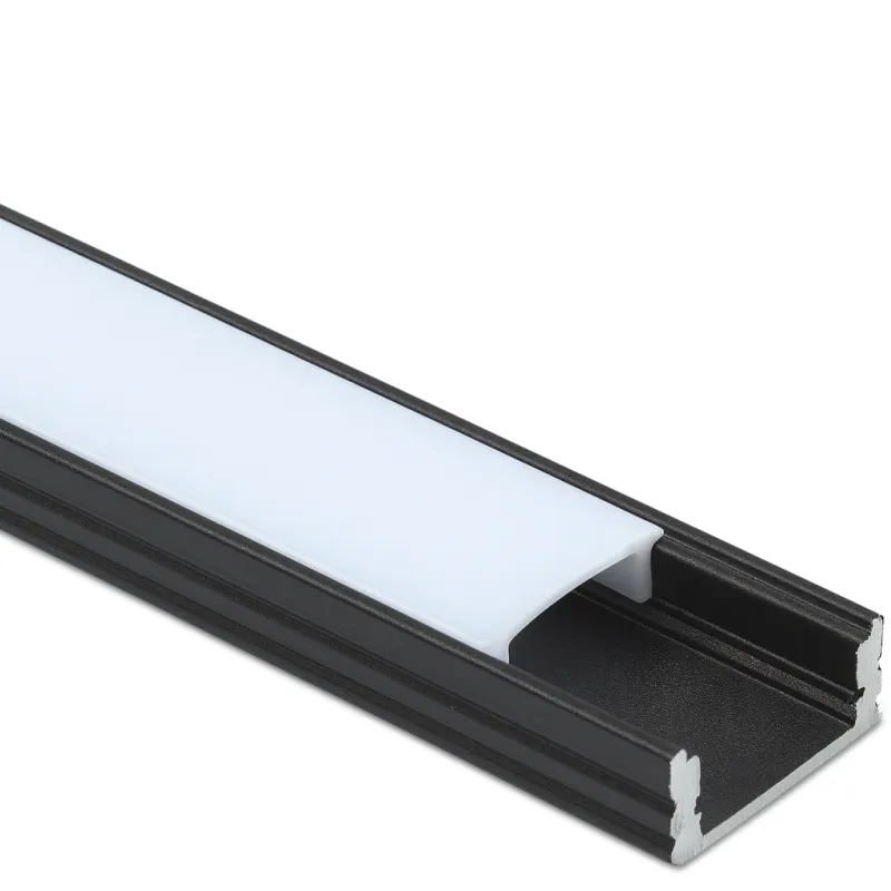 Aluminijska letvica MAXX za LED rasvjetu s mliječnim pokrovom / Crna