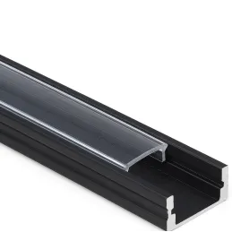 Aluminijska letvica MAXX za LED rasvjetu s prozirnim poklopcem / Crna