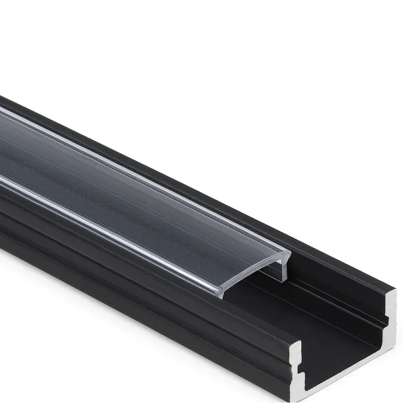 Aluminijska letvica MAXX za LED rasvjetu s prozirnim poklopcem / Crna