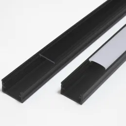 Aluminijska letvica ANIMA LL-01 za LED rasvjetu s pokrovom / Crna