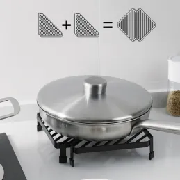 Kutna odložna polica uz štednjak / Crna mat