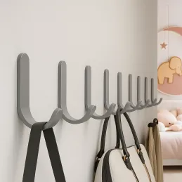 Naljepiva plastična vješalica SIX / Siva