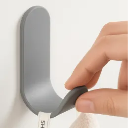 Naljepiva plastična vješalica SIX / Siva