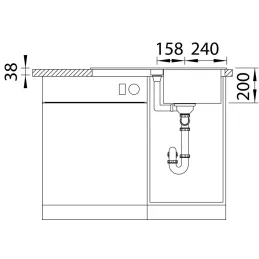 Kamenin sudoper Blanco ADIRA 45 S s ekscentrom / Siva vulkan
