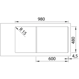 Kamniti sudoper Blanco ADIRA XL 6 S s ekscentrom / Crna