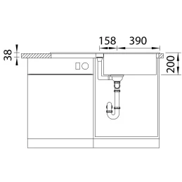Kamenin sudoper Blanco ADIRA XL 6 S s ekscentrom / Siva stijena