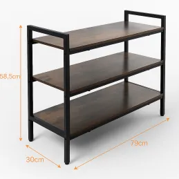 Luksuzna metalna polica za cipele MAGNA / Crna mat - vintage drvo