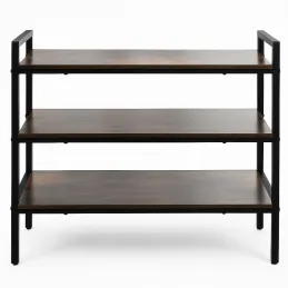 Luksuzna metalna polica za cipele MAGNA / Crna mat - vintage drvo