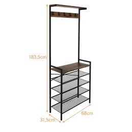 Ormar za predsoblje s ormarićem za cipele MAGNA / Crna mat - vintage drvo