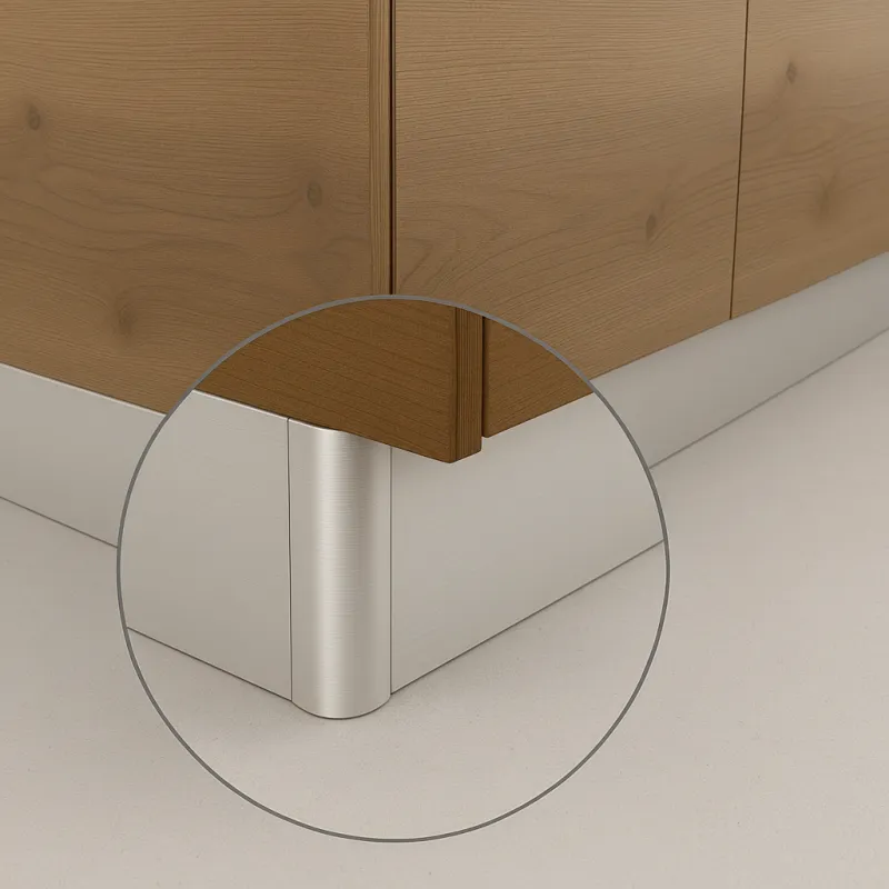 Uglovna spojka za plastični kuhinjski podnožak PAX / Brušeni aluminijski