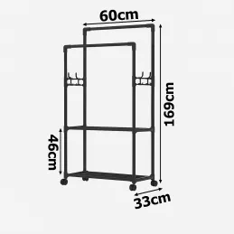 Stalak za odjeću s kotačićima EKKO FASHION / Crna mat