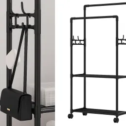 Stalak za odjeću s kotačićima EKKO FASHION / Crna mat