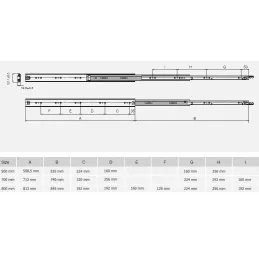 Kuglična vodilica s osiguračem HEAVY 53 mm - visokokapacitetna - nosivost 100 kg