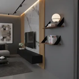 Set od 2 konzola za policu MALAGA / Crna mat