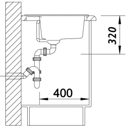 Kameninjski sudoper Blanco DALAGO 6 s ekscentrom / Crna