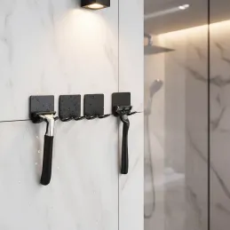 Samoljepljiva plastična vješalica za britvice / Crna