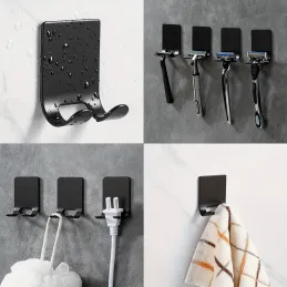 Samoljepljiva plastična vješalica za britvice / Crna