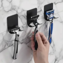 Samoljepljiva plastična vješalica za britvice / Crna