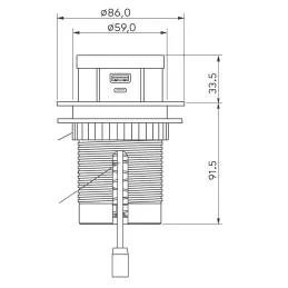 Izvlačna električna utičnica VENUX 1x USB A-C / Nehrđajući čelik
