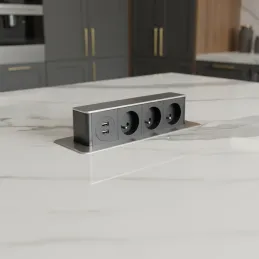 Izvlačna električna utičnica HOPBOX FRENCH / Brušeni aluminij