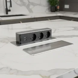 Izvlačna električna utičnica HOPBOX / Brušeni aluminij