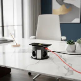 Izvlačiva električna utičnica MULTIBOX 4x 230V + 2x USB + 2x RJ45 / Crna