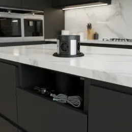 Izvlačiva električna utičnica MULTIBOX 4x 230V + 2x USB + 2x RJ45 / Crna