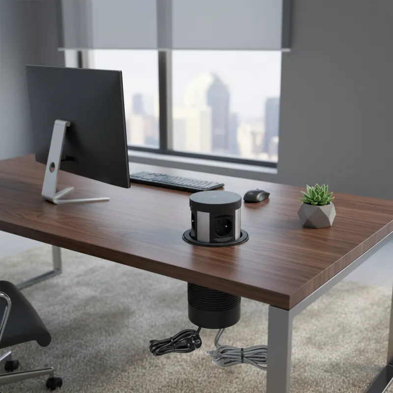 Izvlačiva električna utičnica MULTIBOX 4x 230V + 2x USB + 2x RJ45 / Crna