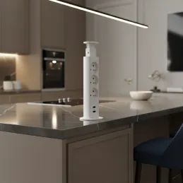 Izvlačna električna utičnica 3x230V + 2x USB punjenje / Bijela