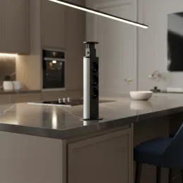 Izvlačna električna utičnica 3x230V + 2x USB punjenje / Crna