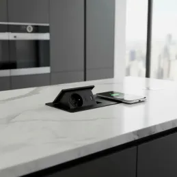 Električna izvlačna utičnica 1x230V + USB punjenje A-C / Crna mat